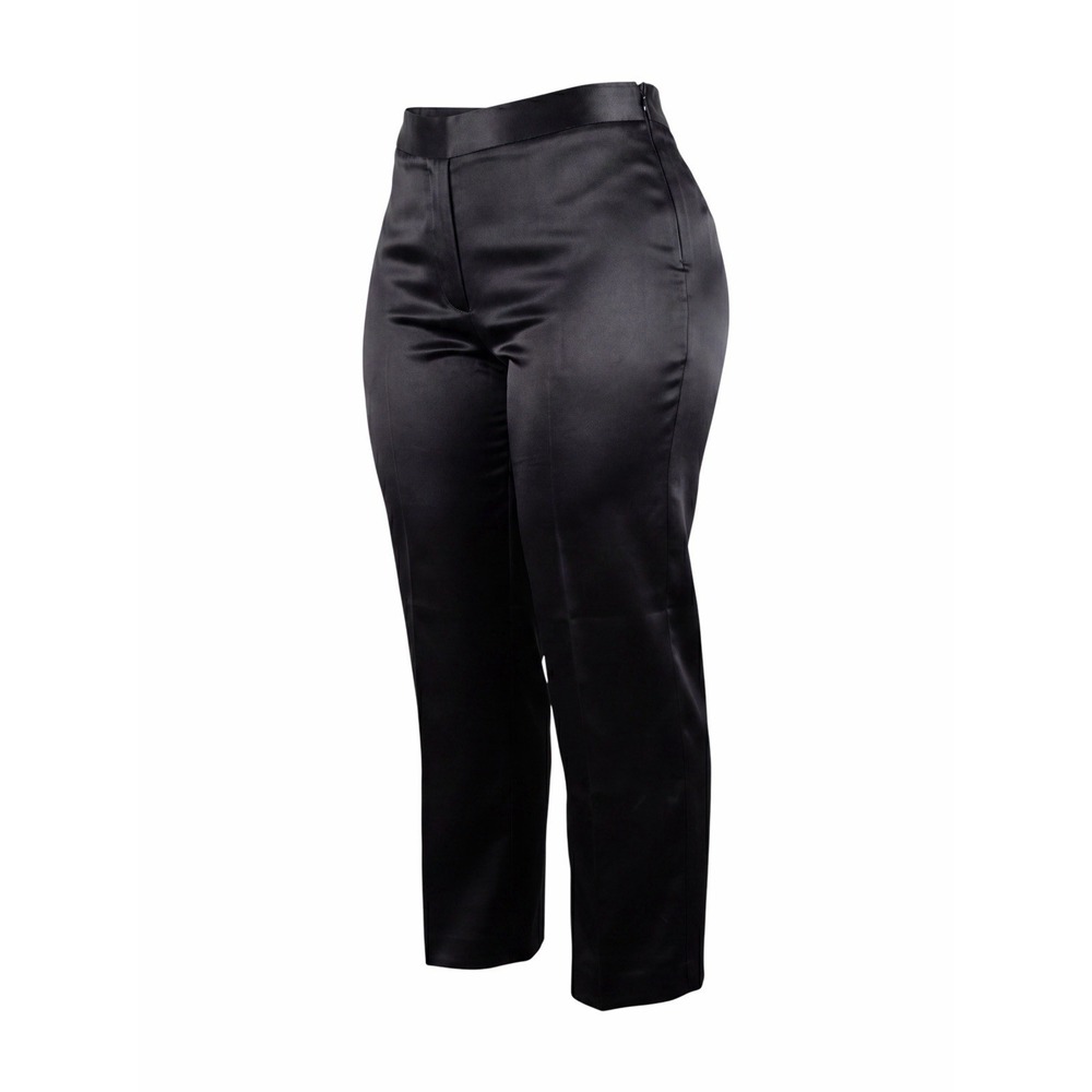 Talbots Petites 12 Black 100% Silk Wide Leg Pants Lined Casual High Rise Classic
